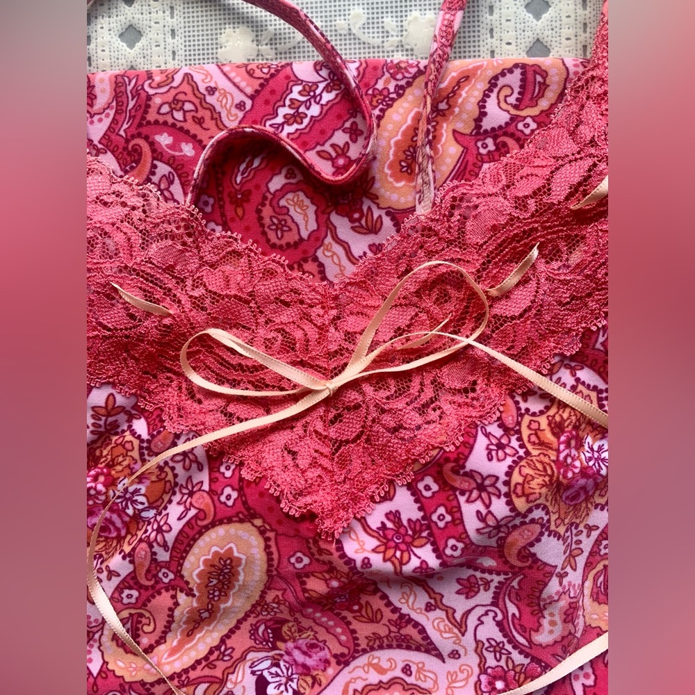 California Dynasty Women's Nightgown Pink Paisley Sleeveless Size XL